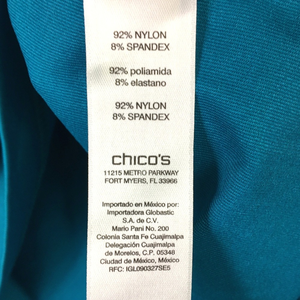 Chicos Microfeel Timeless Tank Basic Knit Peacock Blue Sleeveless Top Size 3 - Picture 5 of 6